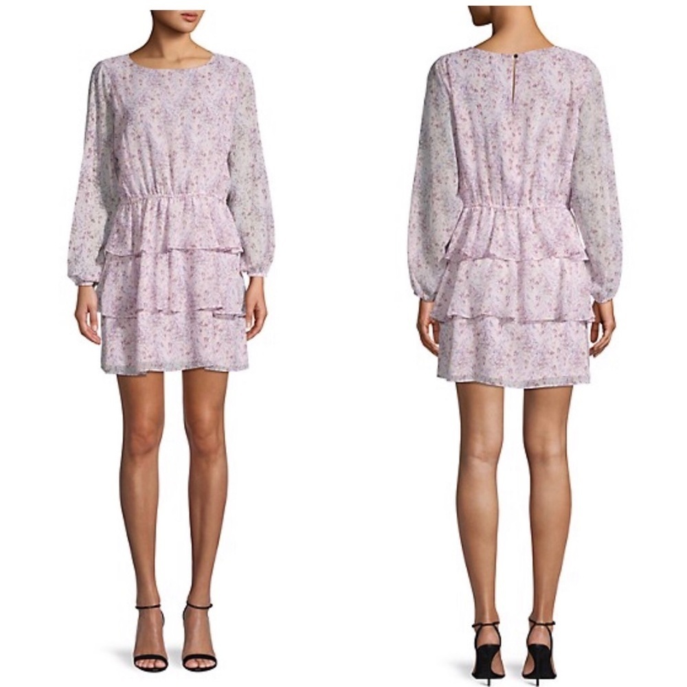 1.STATE Floral-Print Ruffle Shift Dress